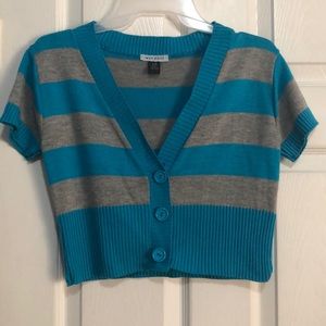 Blue & Gray Shrug Sweater